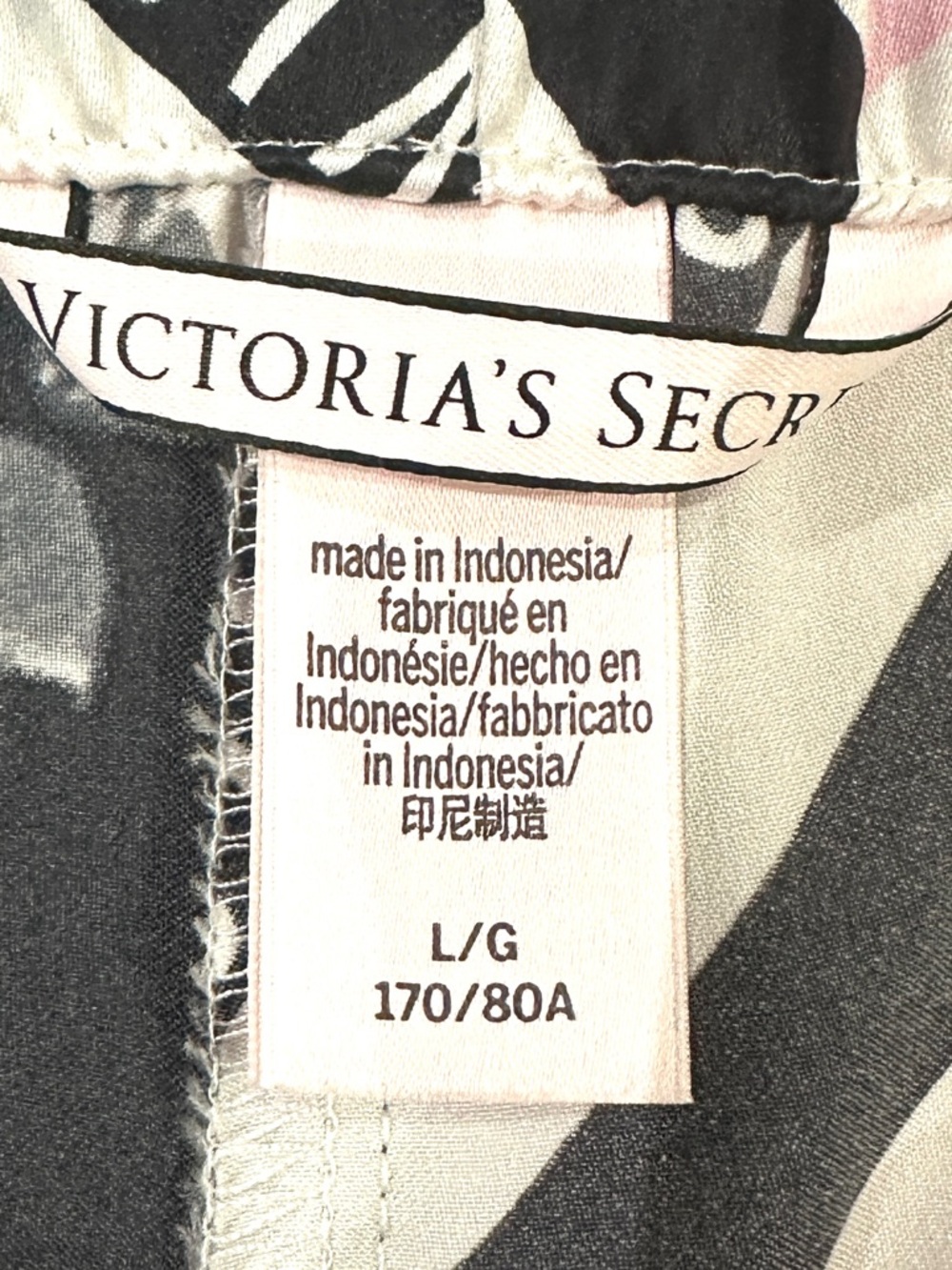Victoria’s Secret Black And Pink Stripe Satin Pajama Lounge Pants - Picture 5 of 6